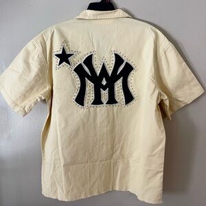 Men's Beige Work Shirt with Black Star Graphic